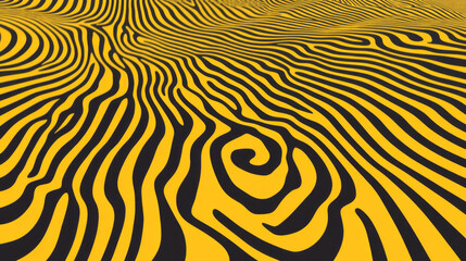 Poster - Hypnotic abstract pattern with chaotic black and yellow swirls