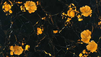 Poster - Elegant chaos of marble pattern with floral accents for luxurious design