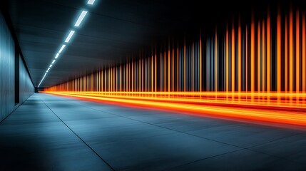 Poster - a long modern tunnel with speed lines and bright lighting