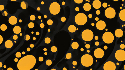 Poster - Elegant abstract chaos with yellow circles and black background design