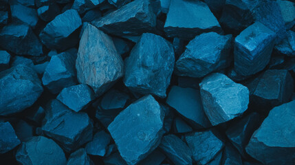 Poster - Elegant stone pattern with chaotic arrangement in blue tones