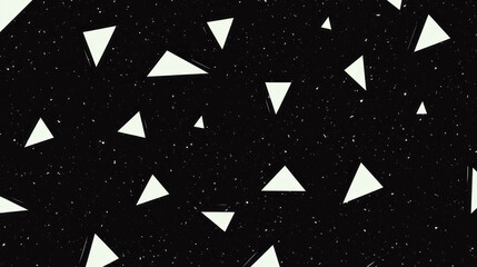 Aufkleber - Abstract geometric pattern with scattered tribal white triangles on black background, perfect for modern design