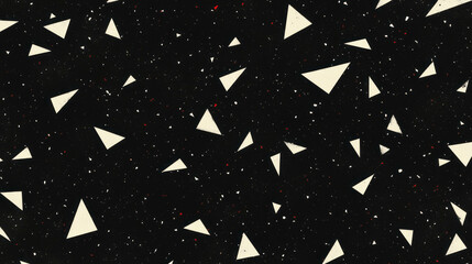 Poster - Abstract tribal design with scattered white triangles on black background for artistic decoration