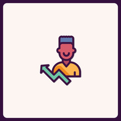 Poster - Person with up-trending arrow, demonstrating growth, profit, or achievement