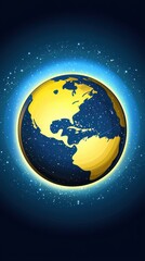 Wall Mural - cosmic minimalist design showcasing the earth in space surrounded by a vast and beautiful celestial 