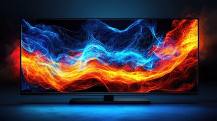 Poster - A modern television screen displaying a fiery pattern with vibrant colors for digital branding and eye-catching visuals