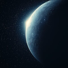 Wall Mural - stunning moon in the night sky illuminating the dark with a bright planetary presence creating a cos