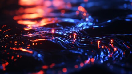 Fototapete - Abstract Flowing Liquid, Neon Lights