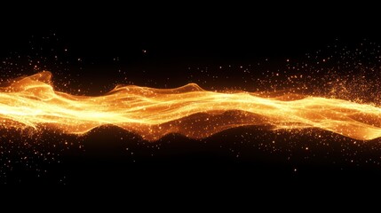 Fototapete - Abstract Golden Flowing Energy