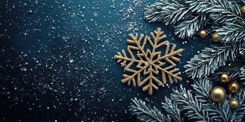 Wall Mural - Close up of snowflake on Christmas tree