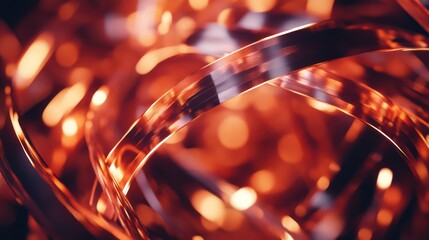 Fototapete - Abstract Copper Rings in Warm Light