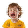 © vanilnilnilla - Emotional Child Crying in Isolated Studio Portrait on White Background