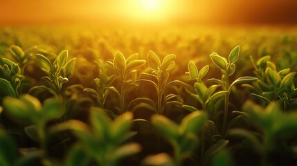 Wall Mural - Green Plants with Sun Background