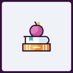Poster - Vibrant Learning: Stacked Books with Apple Illustration for Back to School