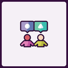 Poster - Conversational dynamics between two people represented in a flat design icon