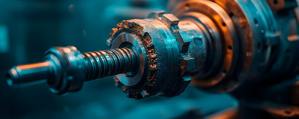 Poster - Industrial machine close-up; factory background