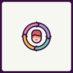 Poster - Colorful Circular Arrow Diagram Centered Around a Person Icon Flat Style