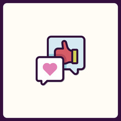 Poster - Engaging social media communication icon featuring like and heart symbol