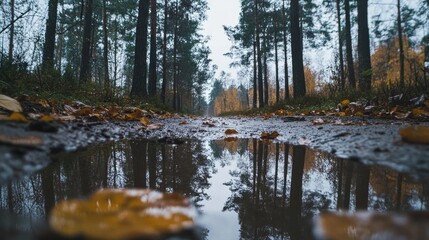 Wall Mural - forest puddle