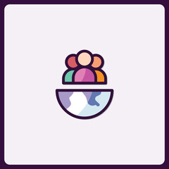 Poster - Global Community Connection Colorful Icon Representing Worldwide Partnership