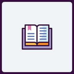 Poster - Open book with bookmark, study and learning icon, educational material