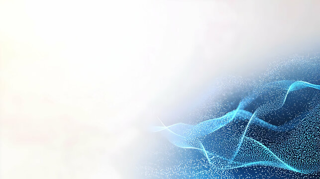 Abstract Blue Digital Wave Motion Background with Bright Light and Particle Effects