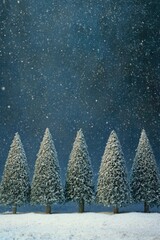 Wall Mural - snowy trees in field