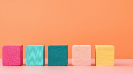 Poster - A colorful arrangement of blocks against a vibrant orange background, creating a playful and modern aesthetic.