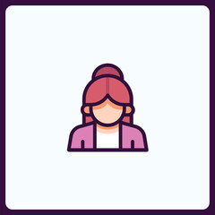 Poster - Stylized Icon Representing a Professional Woman with Updo Hairstyle