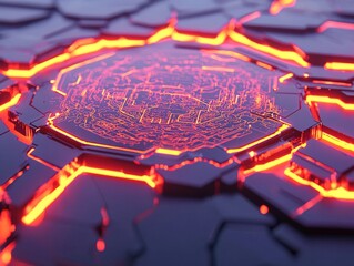 Aufkleber - Futuristic Abstract Technology Visualization Digital Art Cyber Environment High-Tech Concept Close-Up View