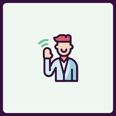 Poster - Welcoming gesture illustration, minimalist style communication icon with a cheerful expression
