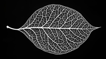 Poster - A black and white photograph of a single leaf, with intricate veins