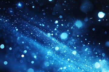 Poster - abstract, vibrant, deep blue digital artwork, featuring swirling particles and glowing lights. intri