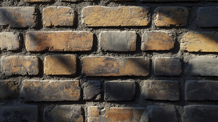 Poster - A close-up of a weathered brick wall with intricate textures and shadows