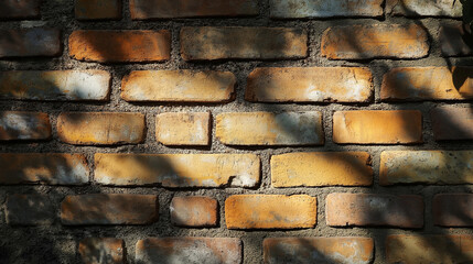 Poster - A close-up of a weathered brick wall with intricate textures and shadows