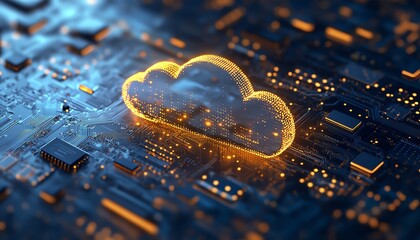 Poster - Digital illustration of cloud computing security