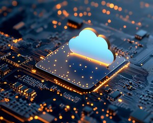 Leinwandbilder - Illustration of secure cloud computing concept