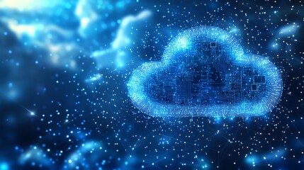 Aufkleber - Secure cloud computing visual with a cloud symbol over a chip
