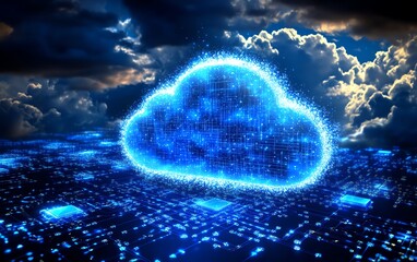 Aufkleber - Cloud symbol hovering over a stylized chip
