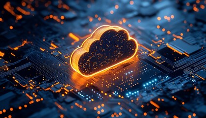 Leinwandbilder - Digital illustration of cloud computing security