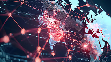 Poster - Digital Network Connection Displaying Global Data Communication System
