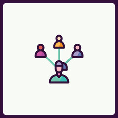 Poster - Creative Icon of Social Network Connectivity and Teamwork with Three Connections