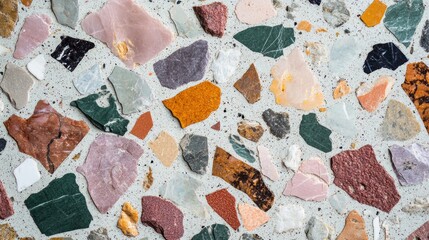 Aufkleber - Brightly colored stone fragments designed in a stunning terrazzo pattern create an eye-catching surface in a contemporary setting. Each piece adds a touch of character and artistry