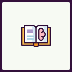 Poster - Open book icon with abstract content for educational or design projects