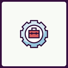 Poster - Illustrative Icon Depicting Automated Business Process within a Gear Motif