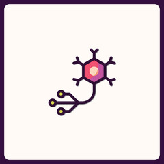 Poster - Abstract neuron representation with vibrant colors and simple lines icon