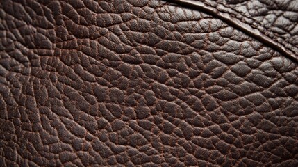 Poster - A close-up view showcases the intricate texture of dark brown leather, highlighting its natural patterns and sheen under soft light, creating an elegant and luxurious feel