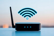 © F-STUDIO - A modern Wi-Fi router with a visible signal icon, symbolizing connectivity and technology in a contemporary setting.