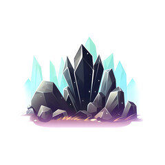 Fototapete - Digital technology game magic glowing crystal stone icon