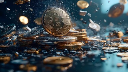 Poster - Cryptocurrencies Challenging Traditional Banking in the Evolving Digital Finance Landscape   3D of Digital Assets Fighting Physical Money